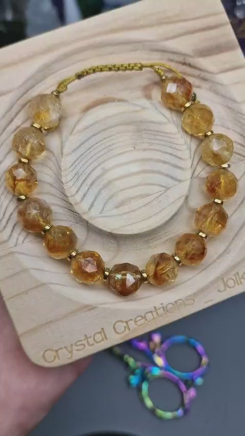 Elegant 10mm faceted Citrine Bracelet-Radiant Luxury & Abundance Bracelet