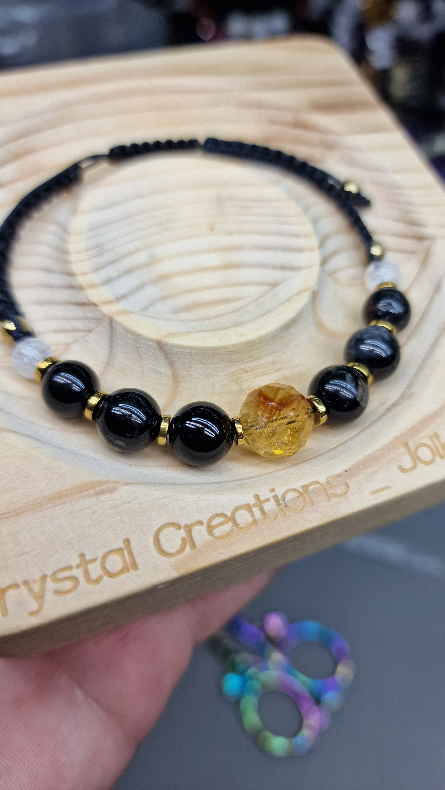 Triple-Element Healing Bracelet: Black Tourmaline, Citrine, and Clear Quartz