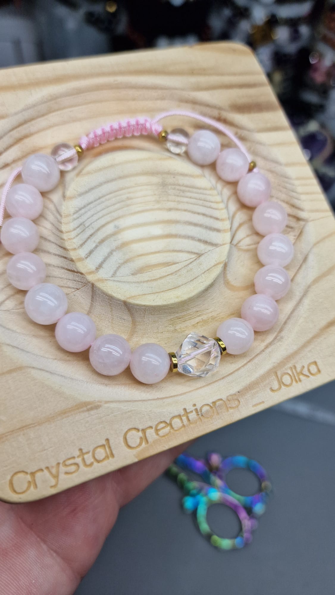 Elegant Rose Quartz & Clear Quartz Healing Energy Bracelet-Heart Chakra, Love