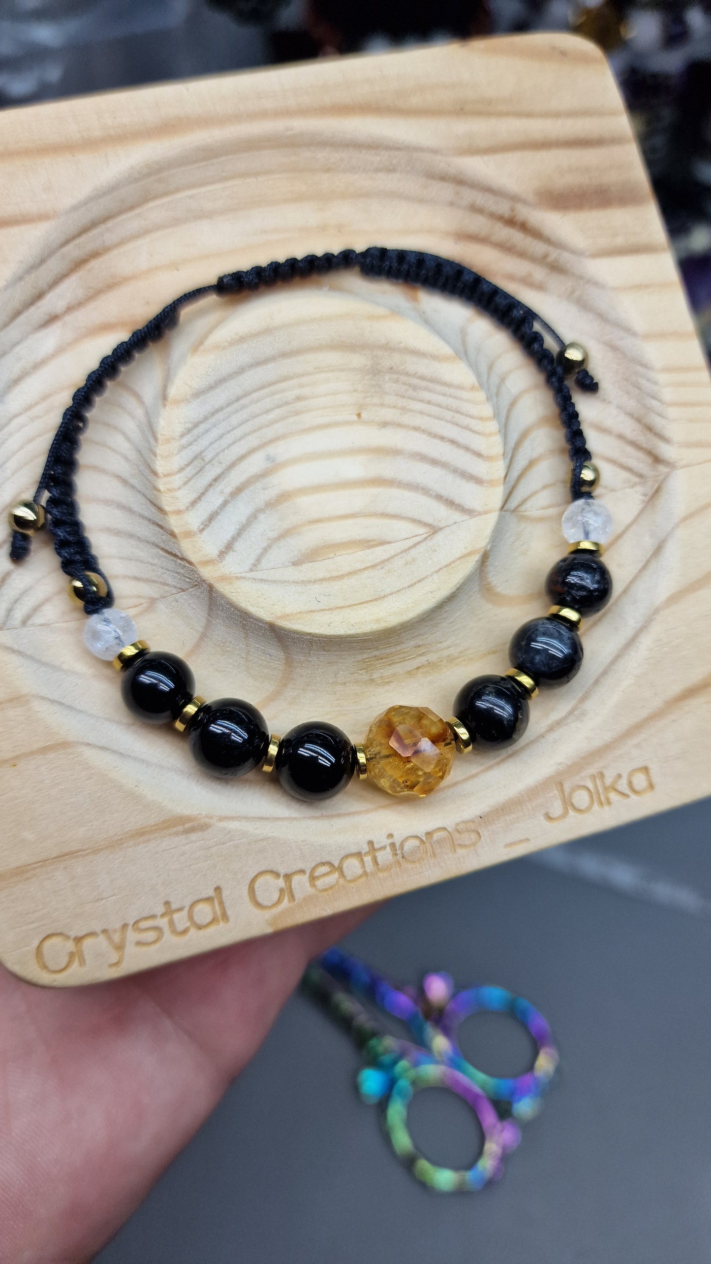 Triple-Element Healing Bracelet: Black Tourmaline, Citrine, and Clear Quartz