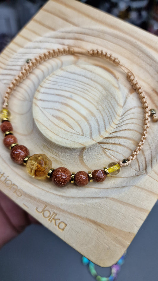 Citrine & Sandstone Healing Bracelet-Abundance, Confidence, Energy Balance