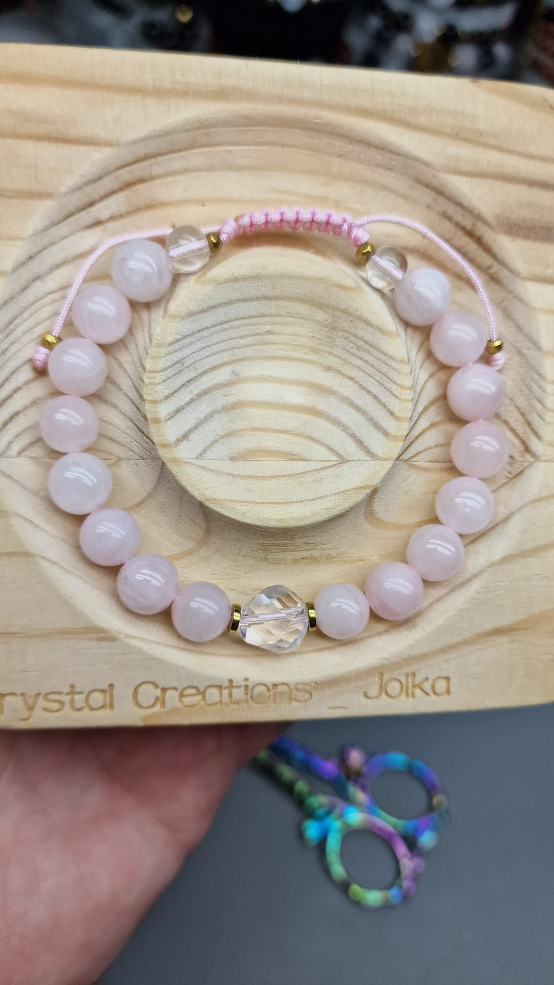 Elegant Rose Quartz & Clear Quartz Healing Energy Bracelet-Heart Chakra, Love